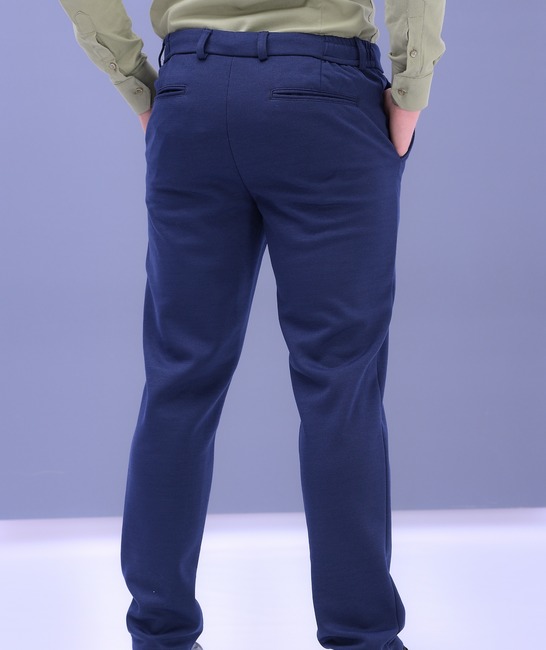Мъжки тъмно син елегантен панталон с италиански джоб