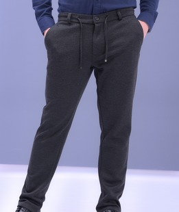 Стилен структурен панталон цвят графит мъжки