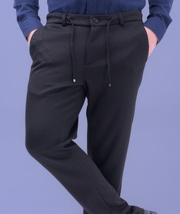 Мъжки елегантен черен структурен пнаталон с 4 джоба