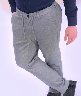 Светло сив елегантен структурен панталон