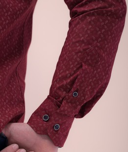 Риза на малки елементи мъжка в бордо
