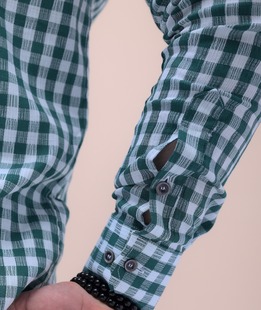 Зелена карирана мъжка риза спортна