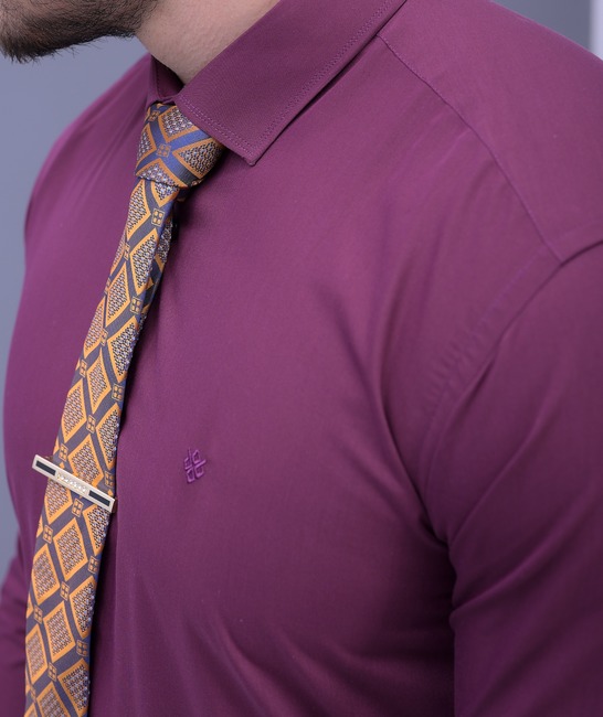 Мъжка луксозна риза цвят вишна