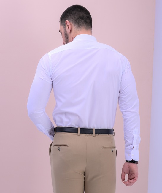 Мъжка официална риза базов модел в бяло