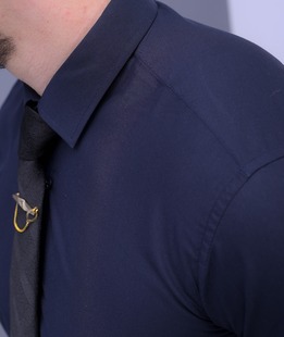 Луксозна тъмно синя официална базова риза