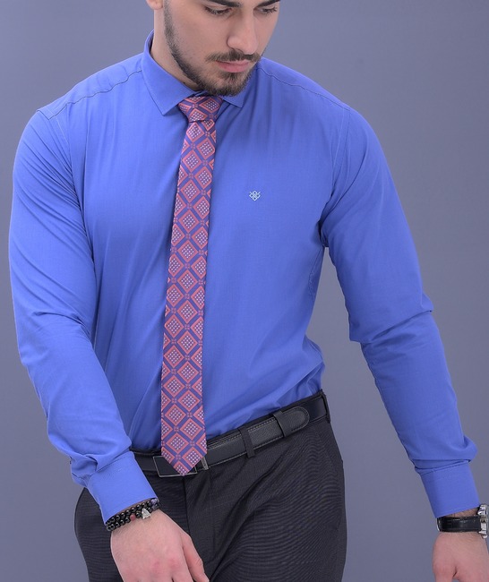Мъжка стилна официална небесно синя риза