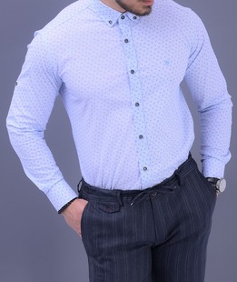 Стилна мъжка бяла риза на малки цветчета