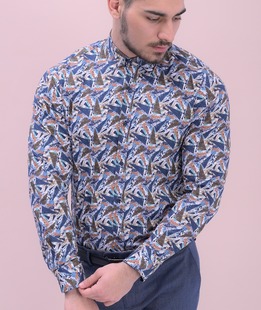 Многоцветна мъжка риза на триъгълници дигитален принт