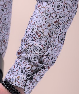 Стилна мъжка риза с дигитален принт на цветни кръгове официална