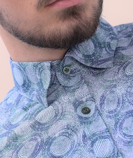 Зелена мъжка риза на кръгове официална