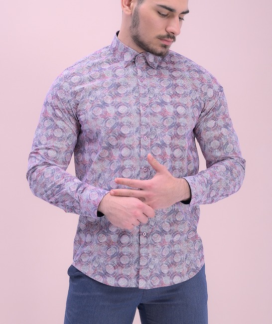Официална мъжка риза на цветни кръгове
