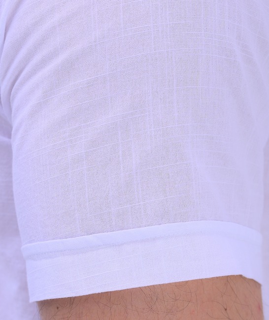 Мъжка изчистена ленена бяла риза
