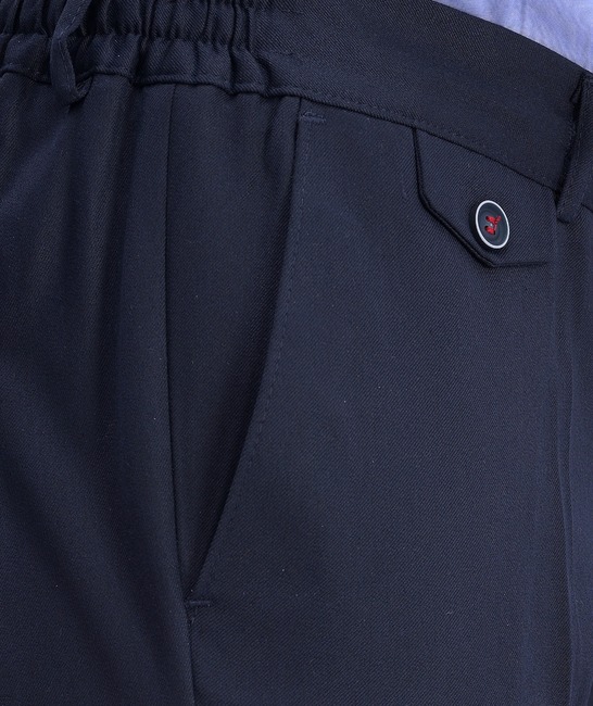 Изчистен тъмно син елегантен панталон с италиански джоб