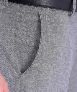 Ленен мъжки панталон в черно класическа кройка