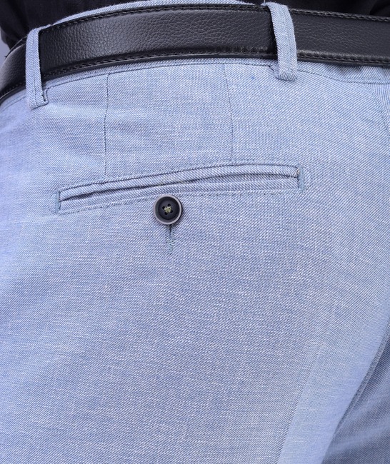 Ленен панталон в светло синьо с италиански джоб мъжки