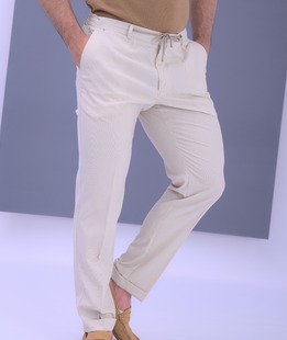 Официален панталон в екрю мъжки с капак на задния джоб