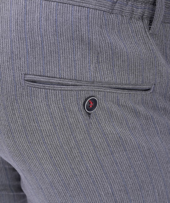 Изискан мъжки сив раиран панталон с италиански джоб