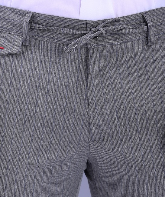 Изискан мъжки сив раиран панталон с италиански джоб