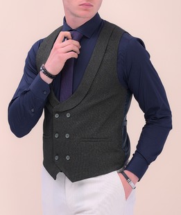 Екстравагантен мъжки елек в петролено зелено