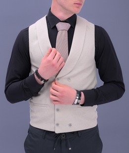 Бежов елек двуредов с голям ревер мъжки