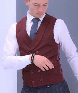 Елегантен мъжки елек двуредов с голям ревер