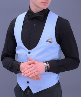 Класически мъжки светло син едноредов елек