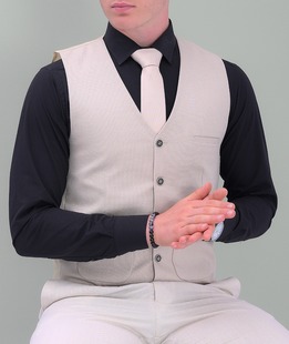 Стилен едноредов елек в цвят бежово мъжки