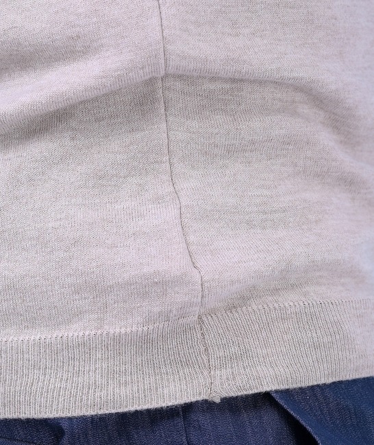 Мъжка поло тениска с яка в бежаво на ивици