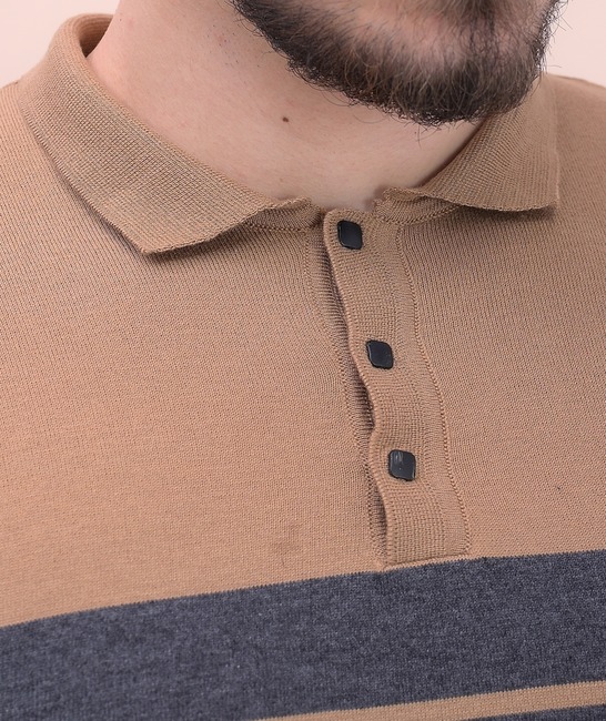 Плетена блуза с къс ръкав в кафяво мъжка