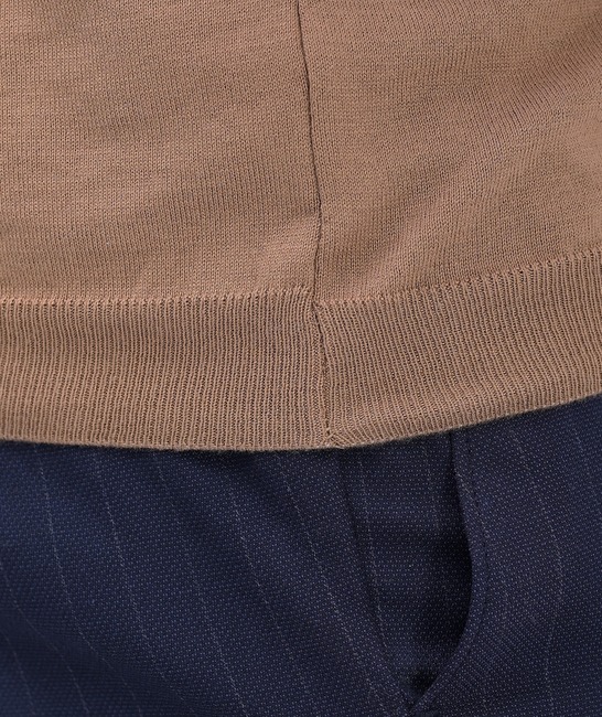 Плетена блуза с къс ръкав в кафяво мъжка