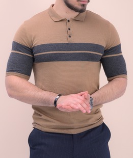 Плетена блуза с къс ръкав в кафяво мъжка