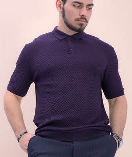 Стилна мъжка лилава поло тениска с яка