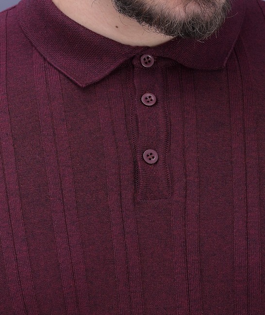 Релефна тениска с къс ръкав тип боди в бордо