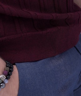 Релефна тениска с къс ръкав тип боди в бордо