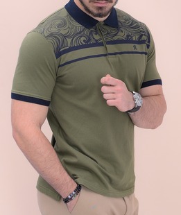 Зелена тениска тип поло с къс ръкав мъжка