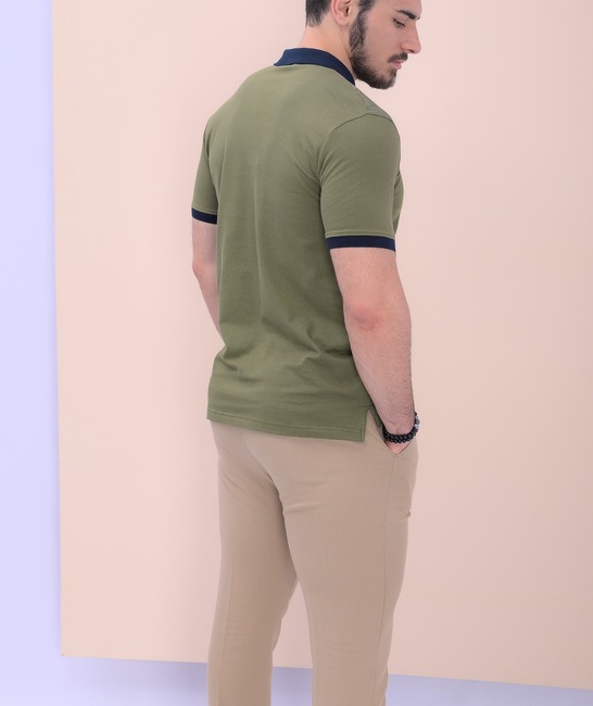 Зелена тениска тип поло с къс ръкав мъжка