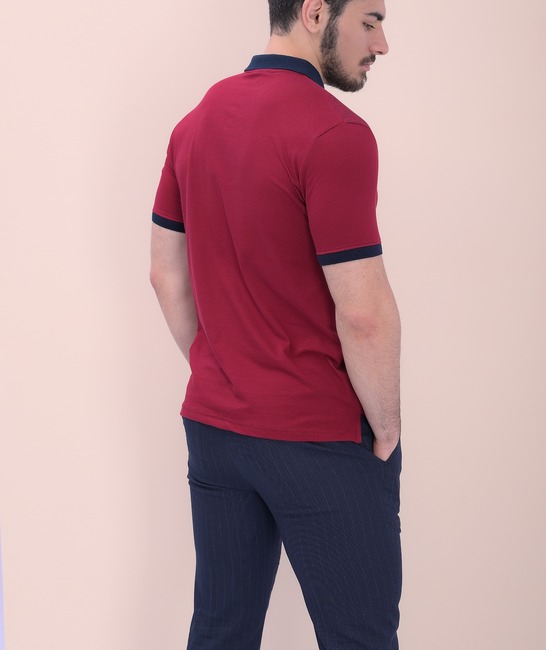 Мъжка поло тениска с къс ръкав в бордо на елементи