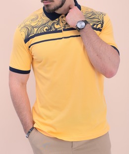 Мъжка бейсик поло тениска с яка в жълто 