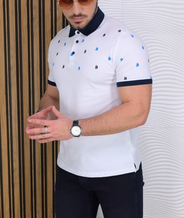 Бяла фланелка с къс ръкав на малки корабчета