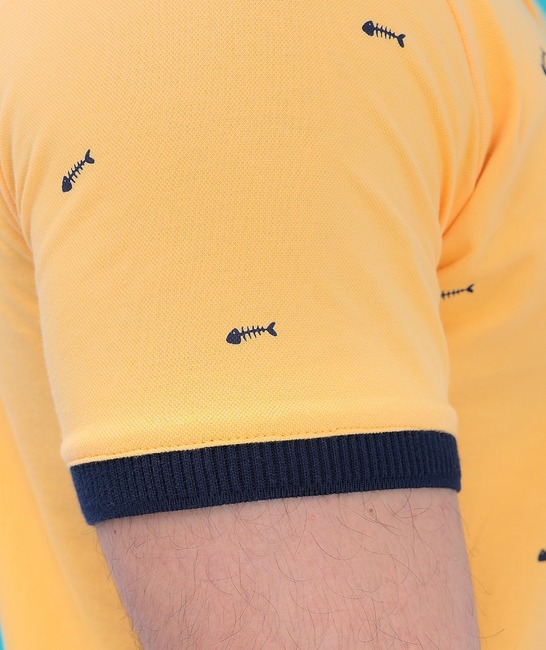 Мъжка тениска на малки кости от риба в жълто