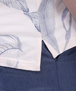 Мъжка фланелка с къс ръкав в бежаво на листа