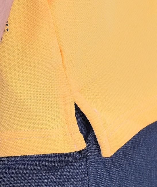 Блуза с къс ръкав тип поло с яка в жълто