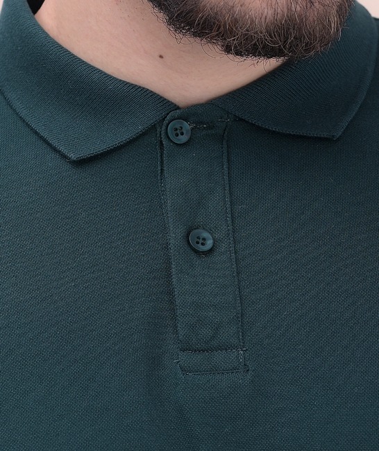 Мъжка зелена тениска с копчета и поло яка 