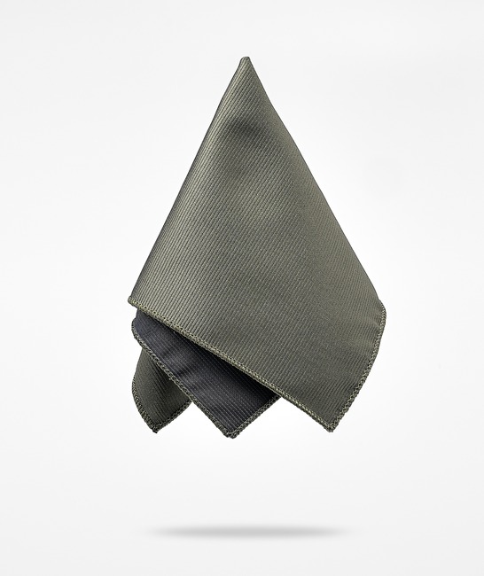 Маслено зелена вратовръзка на ивици с кърпичка