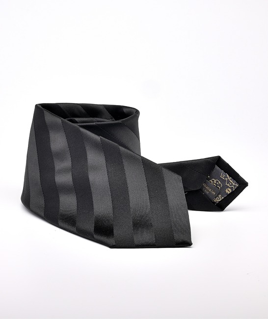 Мъжка черна широка вратовръзка на едри ивици