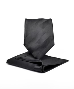 Мъжка черна широка вратовръзка на едри ивици