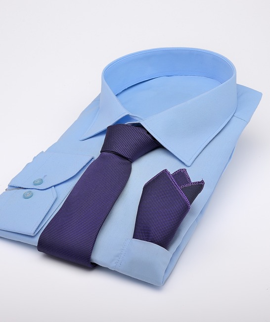 Структурна лилава вратовръзка с кърпичка