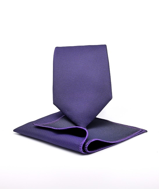 Структурна лилава вратовръзка с кърпичка