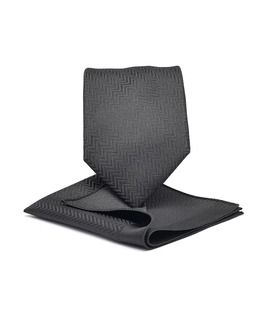 Мъжка черна вратовръзка със зиг заг акцент 