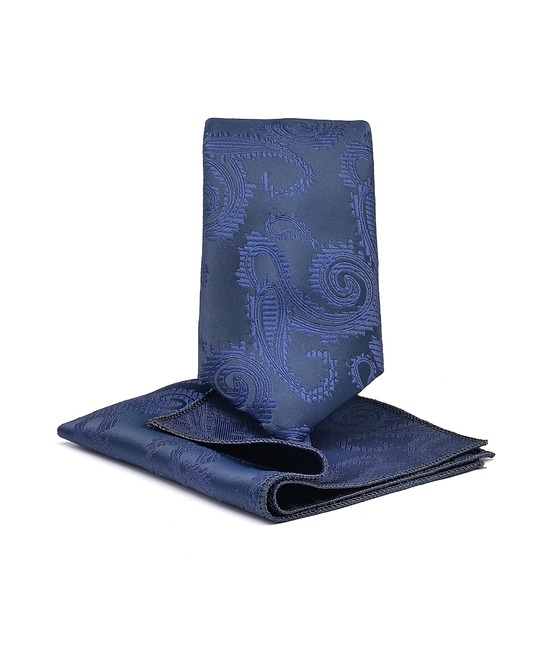 Стилна вратовръзка на пейсли елементи с кърпичка